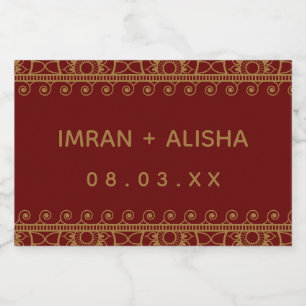 Indiase bruiloft goud Henna Paisley Bourgondië Voedselcontainer Etiket