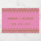 Indiase bruiloft goud henna paisley roze fuschia voedselcontainer etiket (Enkel label)