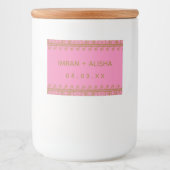 Indiase bruiloft goud henna paisley roze fuschia voedselcontainer etiket (Voorkant)