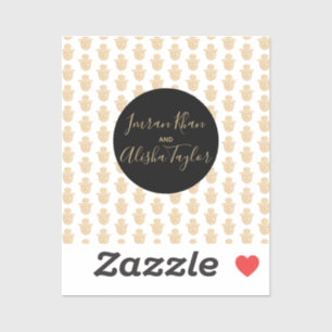 Indiase bruiloft gouden hamsa henna aankondiging sticker