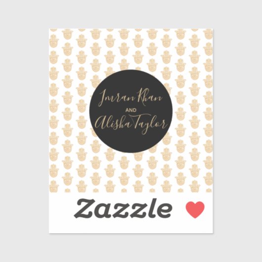 Indiase bruiloft gouden hamsa henna aankondiging sticker (Vel)
