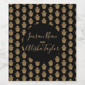 Indiase bruiloft gouden hamsa henna aankondiging wijn etiket (Enkel label)
