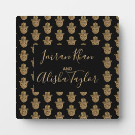 Indiase bruiloft gouden hamsa henna welkomstbord fotoplaat