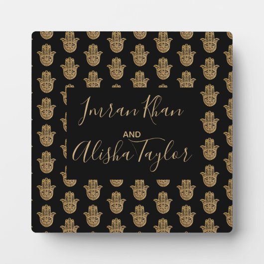 Indiase bruiloft gouden hamsa henna welkomstbord fotoplaat (Voorkant)