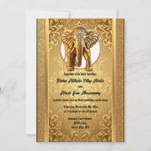 Indiase bruiloft gouden zwarte olifanten damast Az Kaart (Voorkant)