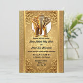 Indiase bruiloft gouden zwarte olifanten damast Az Kaart (Staand voorkant)