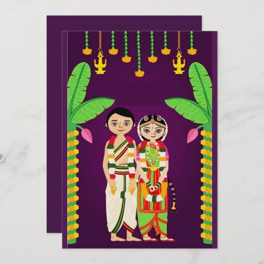 Indiase bruiloft kaart (Voorkant / Achterkant)