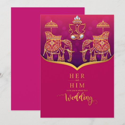 Indiase bruiloft kaart (Voorkant / Achterkant)