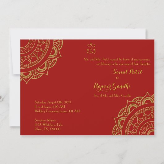 Indiase bruiloft Kaart Garba Mehndi (Ganesh) (Voorkant)