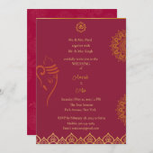 Indiase bruiloft kastanje en gouden uitnodiging (Voorkant / Achterkant)