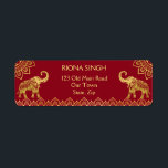 Indiase bruiloft kastanjebruiloft gouden olifanten etiket<br><div class="desc">Traditionele Indiase bruiloft kastanjebruiloft gouden olifanten gouden mandala's retour adreslabels.</div>