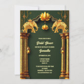 Indiase bruiloft lantaarns bordeaux rood goud eleg kaart (Voorkant)