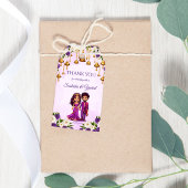 Indiase bruiloft Mehndi paarse schattig bruidspaar Cadeaulabel