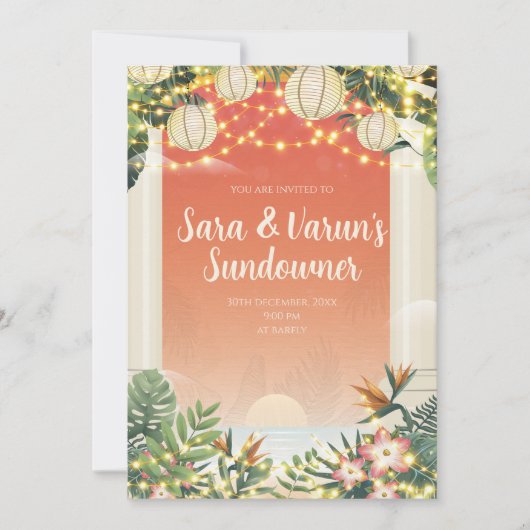 Indiase bruiloft na feestuitnodiging Digitaal Kaart (Voorkant)