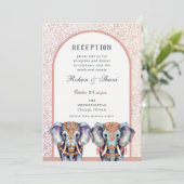 Indiase bruiloft olifant bloemenontvangst kaart (Staand voorkant)