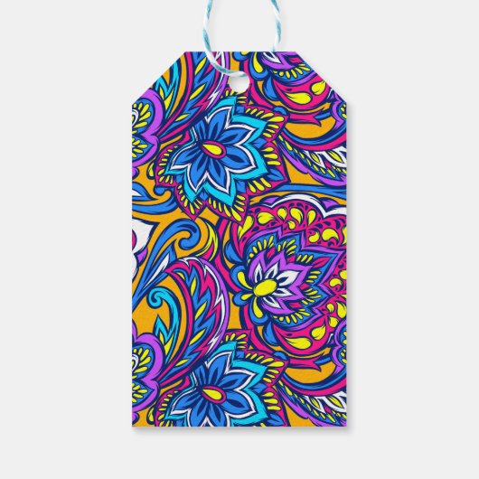 Indiase bruiloft olifanten blauw geel dank u cadeaulabel (Achterkant)