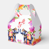 Indiase bruiloft olifanten cerise bloemen bedankdoosjes (Achterkant)