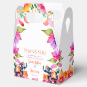 Indiase bruiloft olifanten cerise bloemen bedankdoosjes (Geopend)