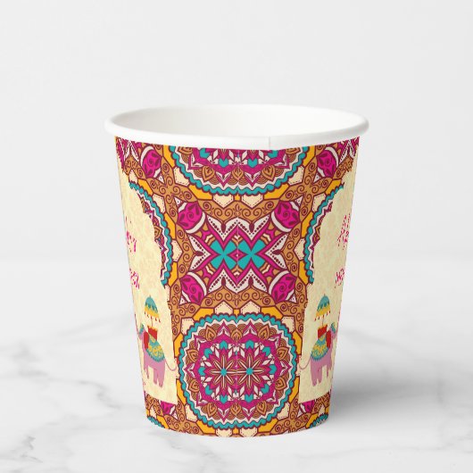 Indiase bruiloft olifanten gepersonaliseerde mehnd papieren bekers (Rechts)