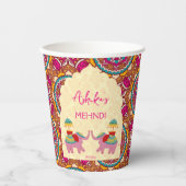 Indiase bruiloft olifanten gepersonaliseerde mehnd papieren bekers (Voorkant)
