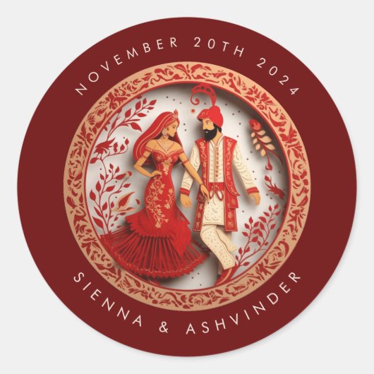 indiase bruiloft paar envelop Sticker (Voorkant)