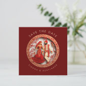 indiase bruiloft paar opslaan de datum save the date (Staand voorkant)