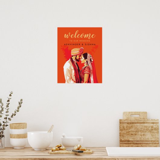 indiase bruiloft paar welkom teken poster (Keuken)