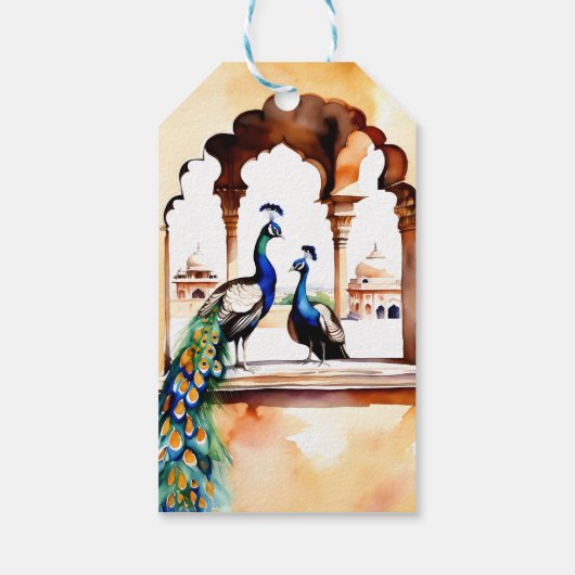 Indiase bruiloft pauw Jaipur paleis dank u Cadeaulabel (Achterkant)