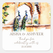 Indiase bruiloft pauw Jaipur paleis dank u fav Vierkante Sticker (Voorkant)