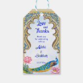 Indiase bruiloft pauw Rajasthan venster blauw Cadeaulabel (Voorkant)