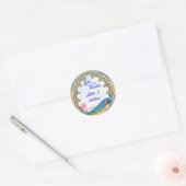 Indiase bruiloft pauw Rajasthan venster blauw Ronde Sticker (Envelop)