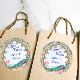 Indiase bruiloft pauw Rajasthan venster blauw Ronde Sticker