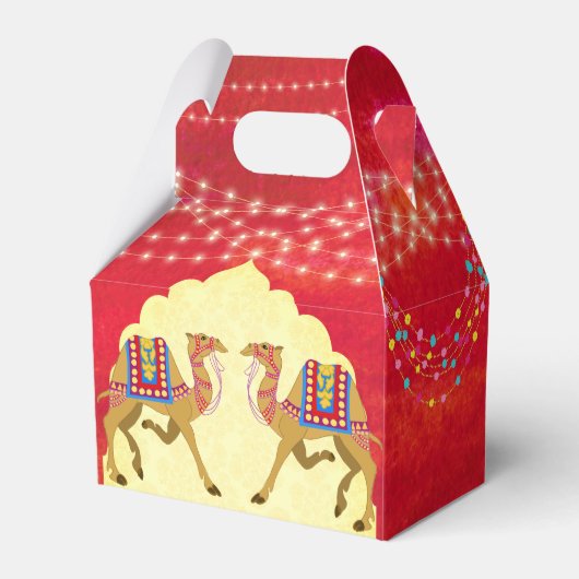 Indiase bruiloft Rajasthani kamelen kleurrijk Bedankdoosjes (Achterkant)