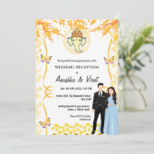 Indiase bruiloft receptie kaart (Staand voorkant)