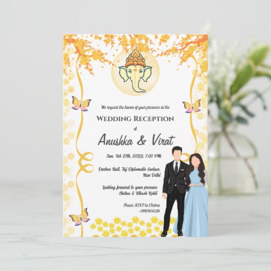 Indiase bruiloft receptie kaart (Staand voorkant)
