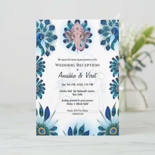 Indiase bruiloft receptie kaart (Staand voorkant)
