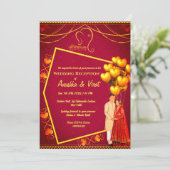 Indiase bruiloft receptie kaart (Staand voorkant)