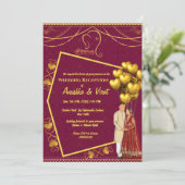 Indiase bruiloft receptie kaart (Staand voorkant)