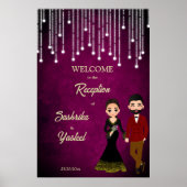 Indiase bruiloft receptie schattig paar welkom tek poster (Voorkant)