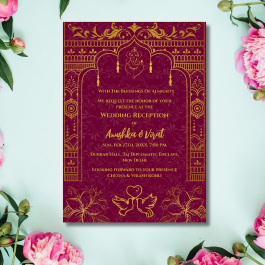Indiase bruiloft receptie uitnodiging