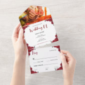 Indiase bruiloft Roos bloementhema All In One Uitnodiging (Afscheurbaar)