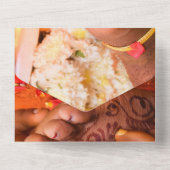 Indiase bruiloft Roos bloementhema All In One Uitnodiging (Achterkant)