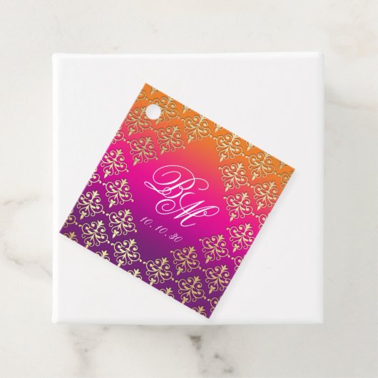 indiase bruiloft roze Paarse Sinaasappel Bedankjes Labels (In situ)