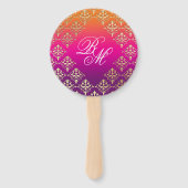 indiase bruiloft roze Paarse Sinaasappel Handwaaier (Achterkant)