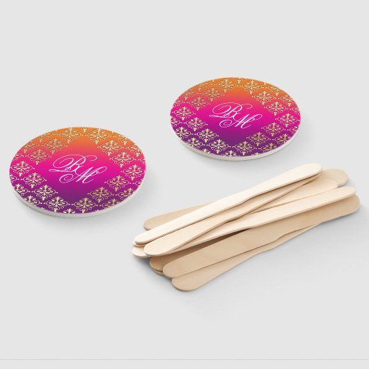 indiase bruiloft roze Paarse Sinaasappel Handwaaier (Niet-gemonteerd)