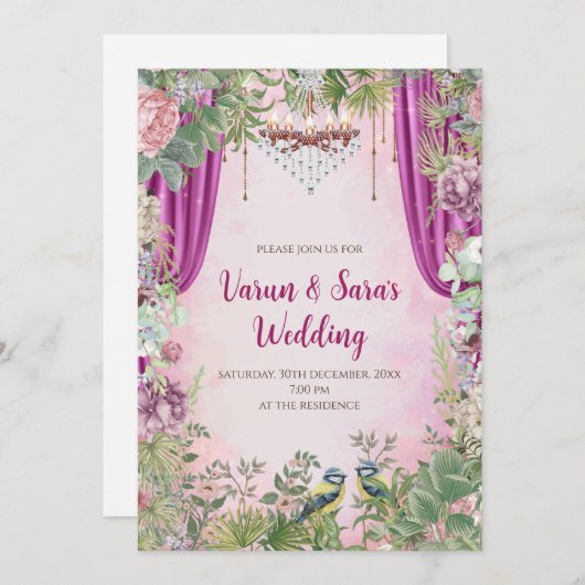 Indiase bruiloft uitnodigen Digitale Hindoe uitnod Kaart (Voorkant / Achterkant)