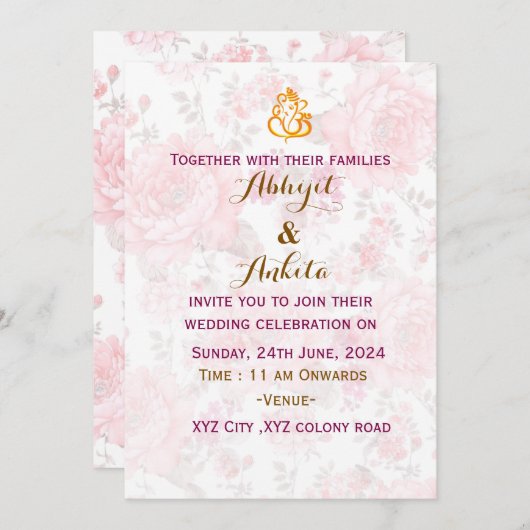 Indiase bruiloft uitnodiging (Voorkant / Achterkant)