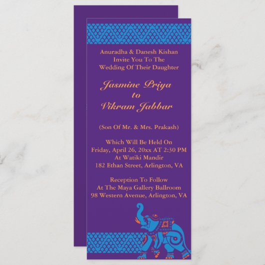 Indiase bruiloft uitnodiging (Voorkant / Achterkant)