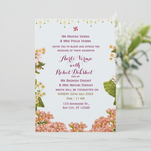 Indiase bruiloft uitnodiging (Staand voorkant)