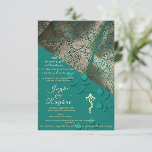 Indiase bruiloft uitnodiging (Staand voorkant)